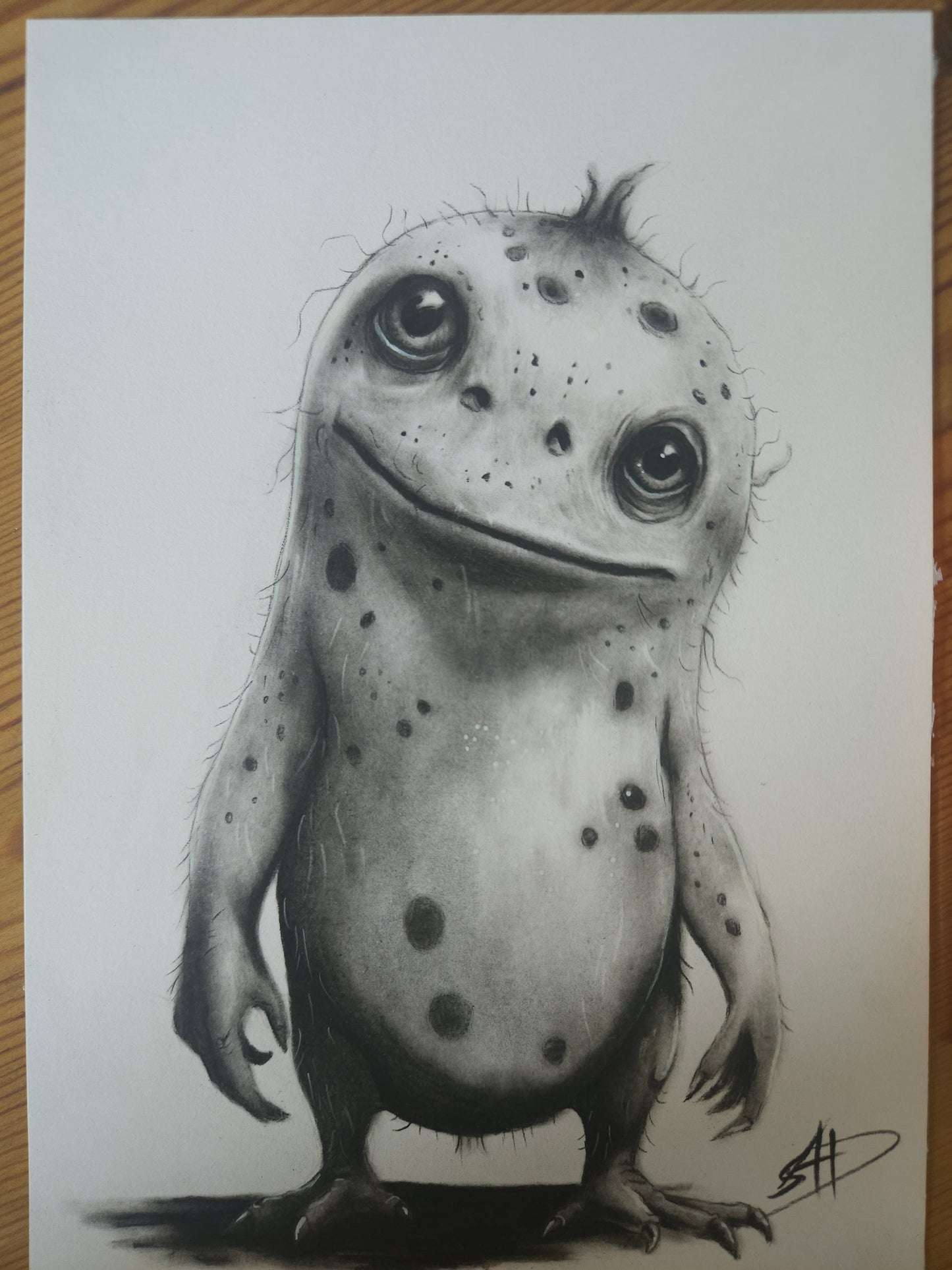 Fantasy creature art of the Gloomling collection by S.A.D Illustration – eerie, imaginative charcoal illustrations of quirky monster designs.